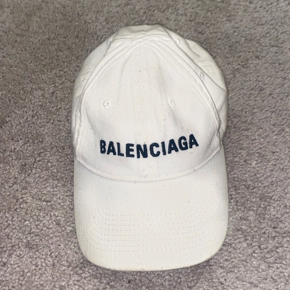 Used white Balenciaga hat. Good condition